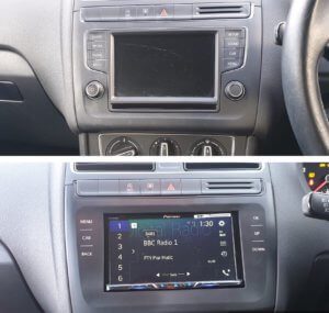 VW Polo radio upgrade before & after