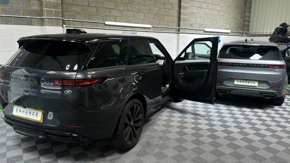 Two range rovers being upgraded by Enhance in workshop